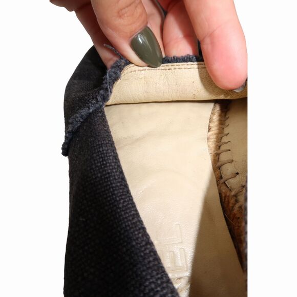 Chanel Fabric Interlocking CC Logo Canvas Espadrilles Flats Black Size 39 - Picture 5 of 7